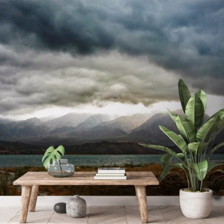 Picture of Dramatic clouds above lake near Mendoza in Argentinian Andes