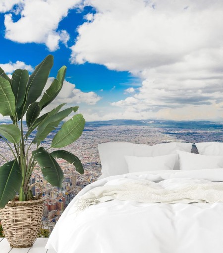 Afbeeldingen van View on cityscape of Bogota from Monserrate in Colombia