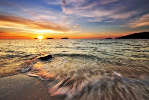 Afbeeldingen van Beautiful sunset at the beach in Kota Kinabalu Sabah Borneo Malaysia