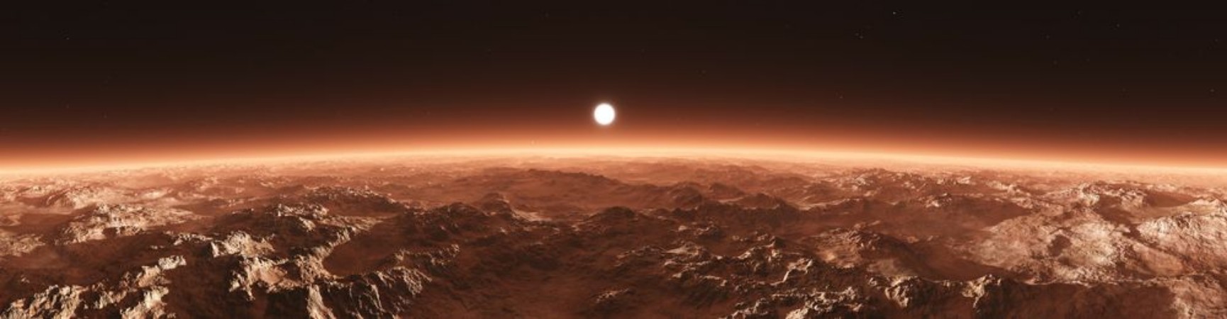 Bild på Mars from orbit panorama of Mars Marsim landscape sunrise over Mars 3D rendering