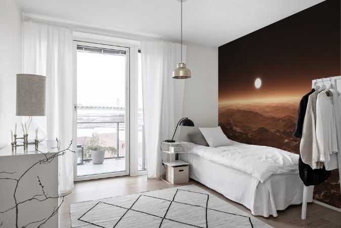 Picture of Mars from orbit panorama of Mars Marsim landscape sunrise over Mars 3D rendering