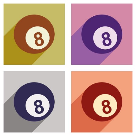 Picture of Set of flat icons with long shadow billiard ball