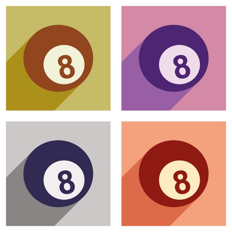 Afbeeldingen van Set of flat icons with long shadow billiard ball