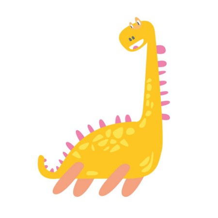 Picture of Cute funny yellow dinosaur Prehistoric animal character colorful vector Illustration