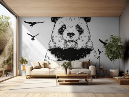 Afbeeldingen van Vector Double exposure panda bear