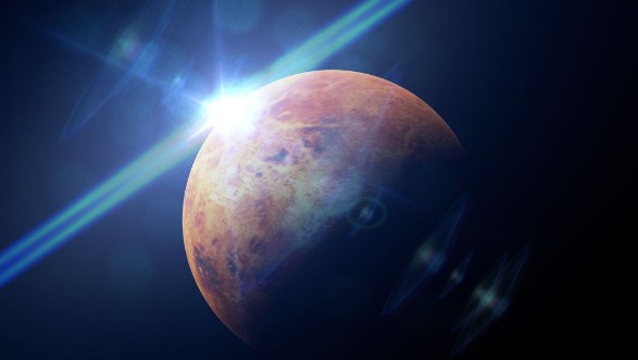 Afbeeldingen van Planet Venus in front of the bright Sun