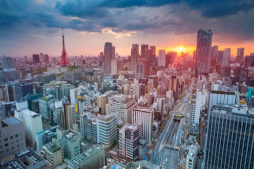 Afbeeldingen van Tokyo Cityscape image of Tokyo Japan during sunset
