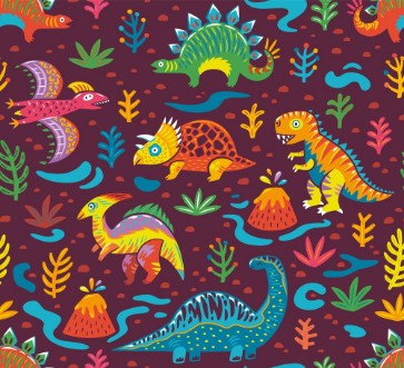 Afbeeldingen van Seamless pattern with cartoon dinosaurs