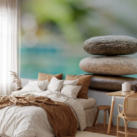 Image de Natural zen stone over blurred background outdoor day light