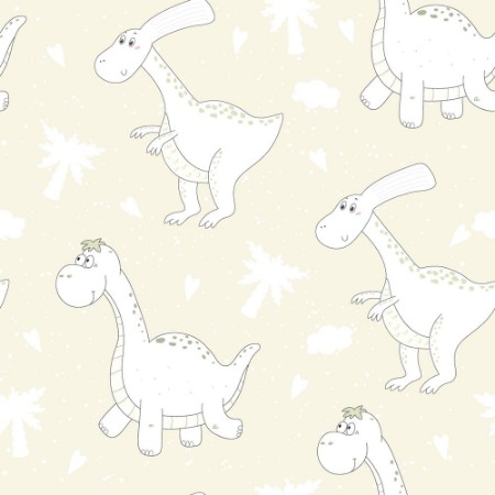 Cute seamless pattern with funny dinosaurs vector illustration photowallpaper Scandiwall