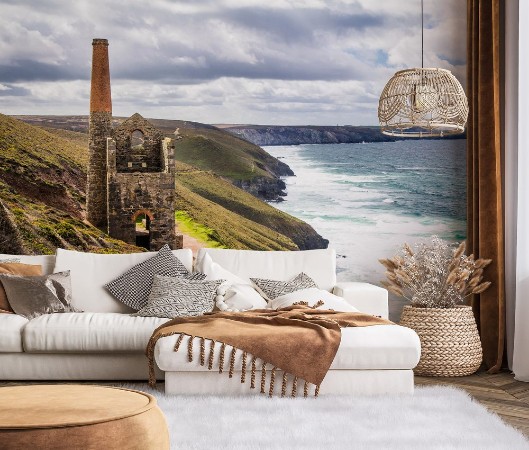 Picture of Ruins of Cornish tin mine on coast in Cornwall UK