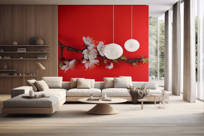 Afbeeldingen van Flowering branch on a bright background