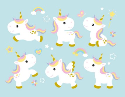 Afbeeldingen van Vector illustration of cute unicorns