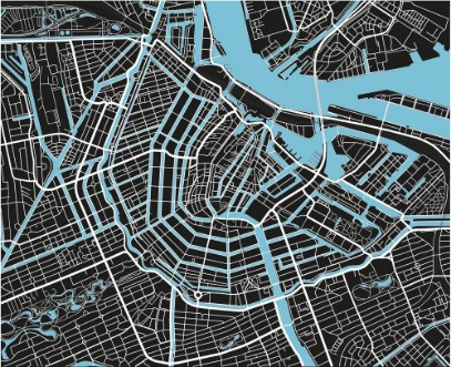 Afbeeldingen van Black and white vector city map of Amsterdam with well organized separated layers