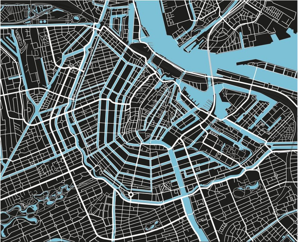 Bild på Black and white vector city map of Amsterdam with well organized separated layers