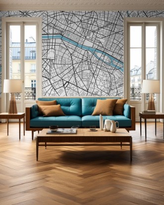 Picture of Black and white vector city map of Paris with well organized separated layers