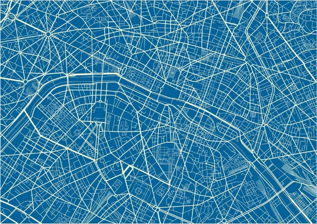 Bild på Blue and White vector city map of Paris with well organized separated layers