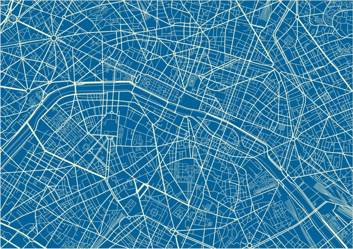 Afbeeldingen van Blue and White vector city map of Paris with well organized separated layers