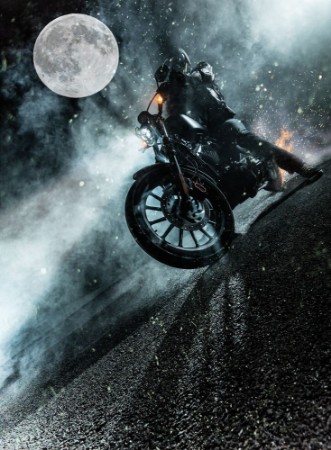 Image de High power motorcycle chopper at night