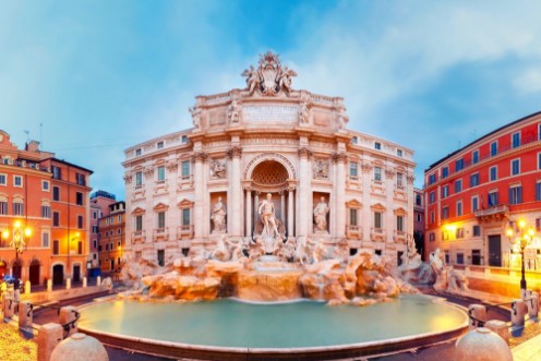 Afbeeldingen van Rome Trevi Fountain or Fontana di Trevi in the morning Rome Italy Trevi is the largest Baroque most famous and visited by tourists fountain of Rome