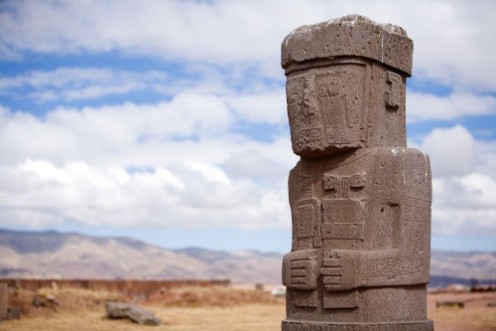 Afbeeldingen van Statue on Kalasasaya temple in Tiwanaku Bolivia