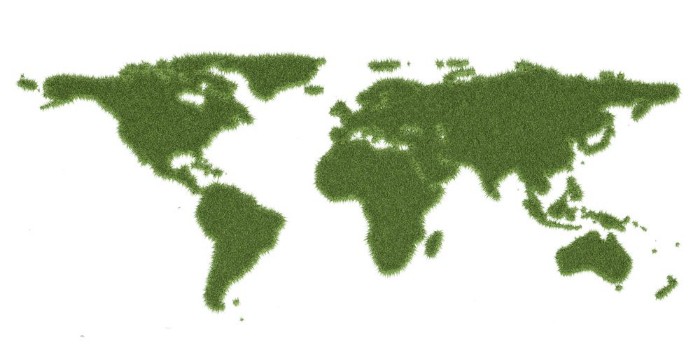 Picture of Ecology world map from green grass 3D rendering