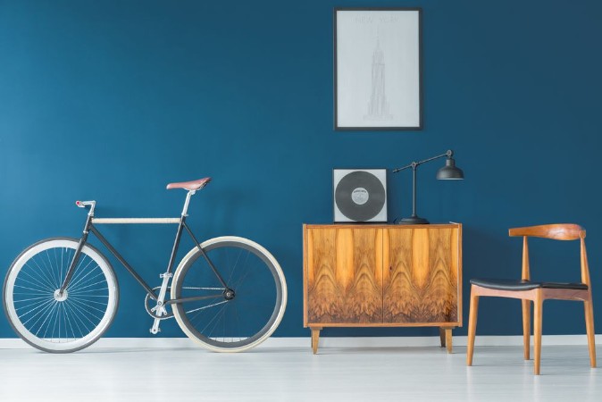 Picture of Beautiful bike on blue wall
