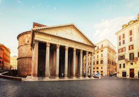 Afbeeldingen van View of famous ancient Pantheon church in Rome Italy retro toned