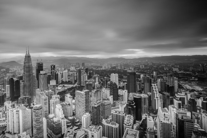 Bild på Aerial view of kuala lumpur in long exposure and black and white