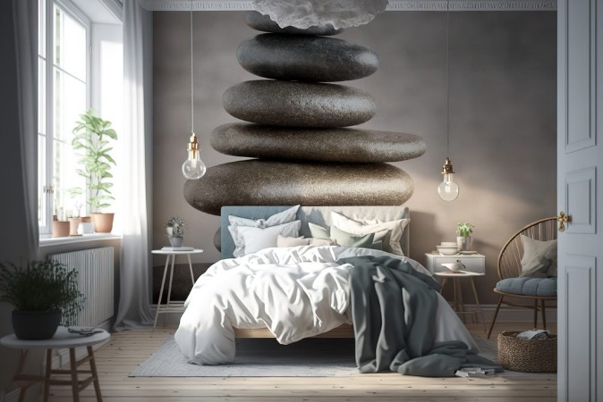 Picture of Balancing stones on the grey background