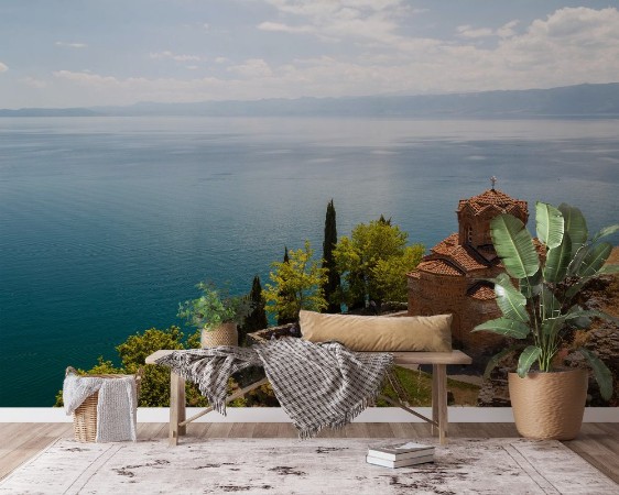 Picture of Old St John church on the rock on Ohrid lake Macedonia FYROM