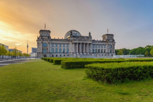 Picture of Berlin Reichstag German parliament building when sunrise Berlin Germany