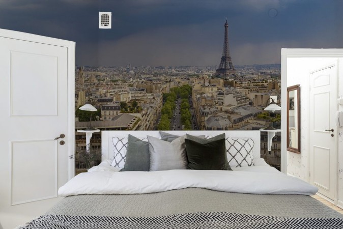 Image de Paris city skyline view from Arc de Triomphe with Eiffel Tower Paris France