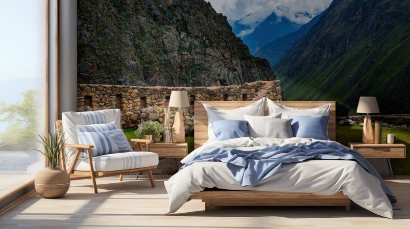 Picture of The ruins of Willkaraqay and the surrounding mountains in the Sacred Valley area along the Inca Trail do Machu Picchu in Peru South America