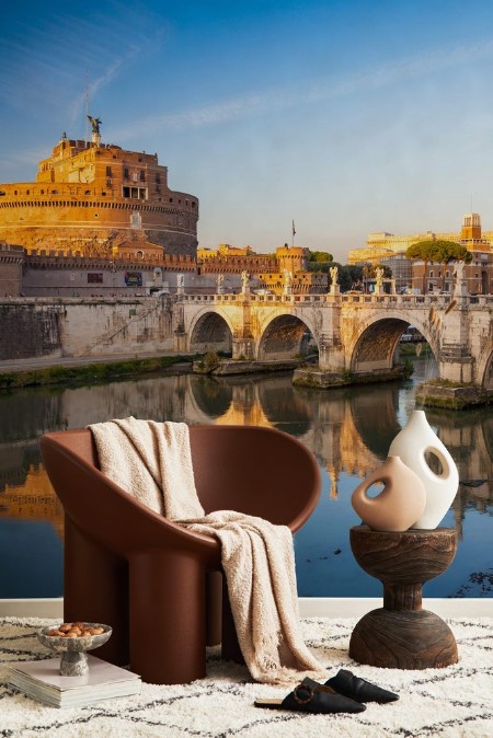 Picture of Holy Angel Castle at sunset Rome Italy Europe Rome ancient tomb of emperor Hadrian Rome Holy Angel Castle Castel santAngelo is one fo the best known landmark of Rome and Italy