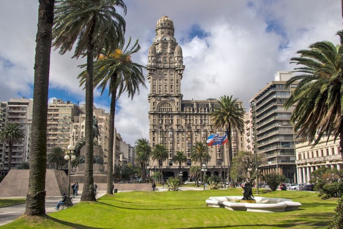 Picture of Uruguay - Montevideo - Centrally located Salvo Palace Palacio Salvo seen from Plaza Independencia Independence square