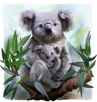 Picture of Koala and her baby watercolor painting