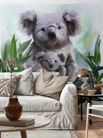Afbeeldingen van Koala and her baby watercolor painting