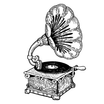 Afbeeldingen van Gramophone engraving style vector