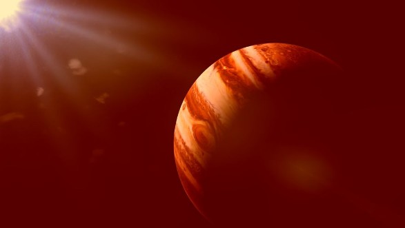 Afbeeldingen van The planet Jupiter lit by the Sun