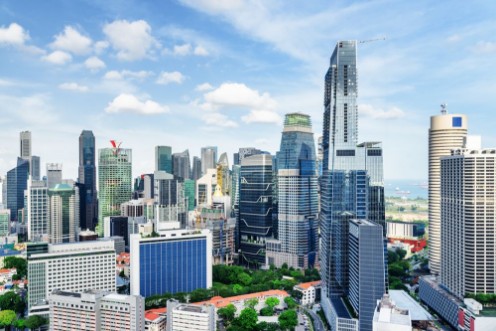 Afbeeldingen van Scenic view of skyscrapers in downtown Singapore