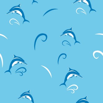 Picture of Dolphin  stylized  Vector seamless pattern on blue  background