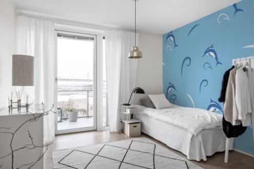 Afbeeldingen van Dolphin  stylized  Vector seamless pattern on blue  background