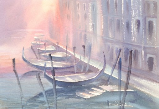Picture of Gondolas in Venice morning
