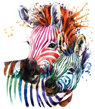 Zebra illustration photowallpaper Scandiwall