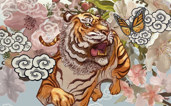 Afbeeldingen van Tiger and butterfly