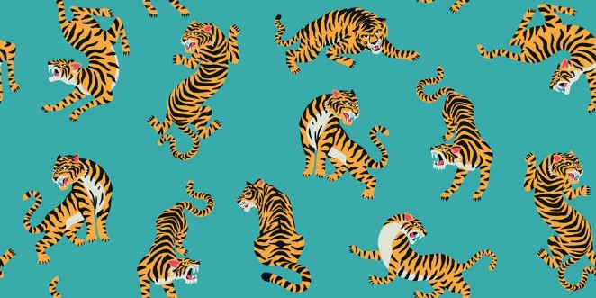 Afbeeldingen van Tiger pattern blue