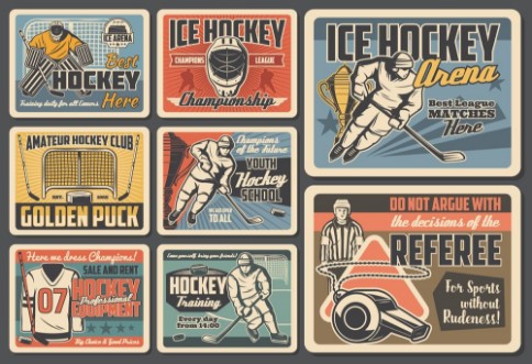 Ice hockey retro posters photowallpaper Scandiwall