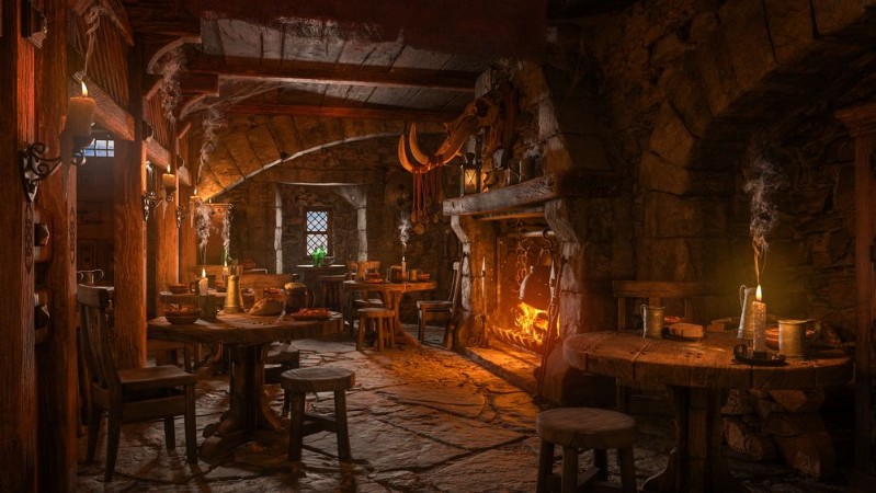 Medieval tavern inn photowallpaper Scandiwall