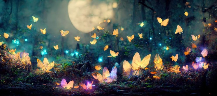 Afbeeldingen van Glowing butterflies